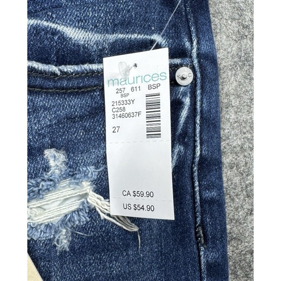 KanCan High Rise Bermuda Shorts Womens 27 Denim Blue Distressed Boho Western‎ - Picture 6 of 8